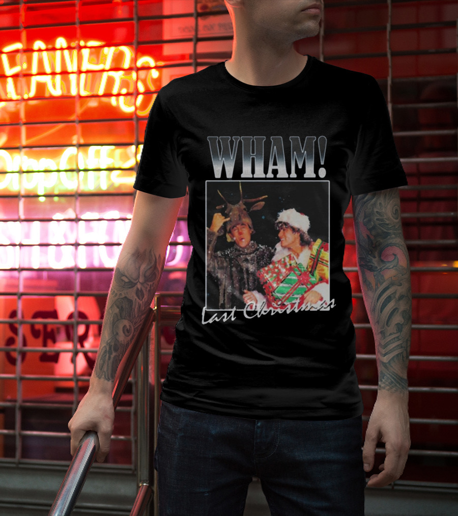 WHAM Last Christmas Reindeer And Santa Costume Scene T-Shirt