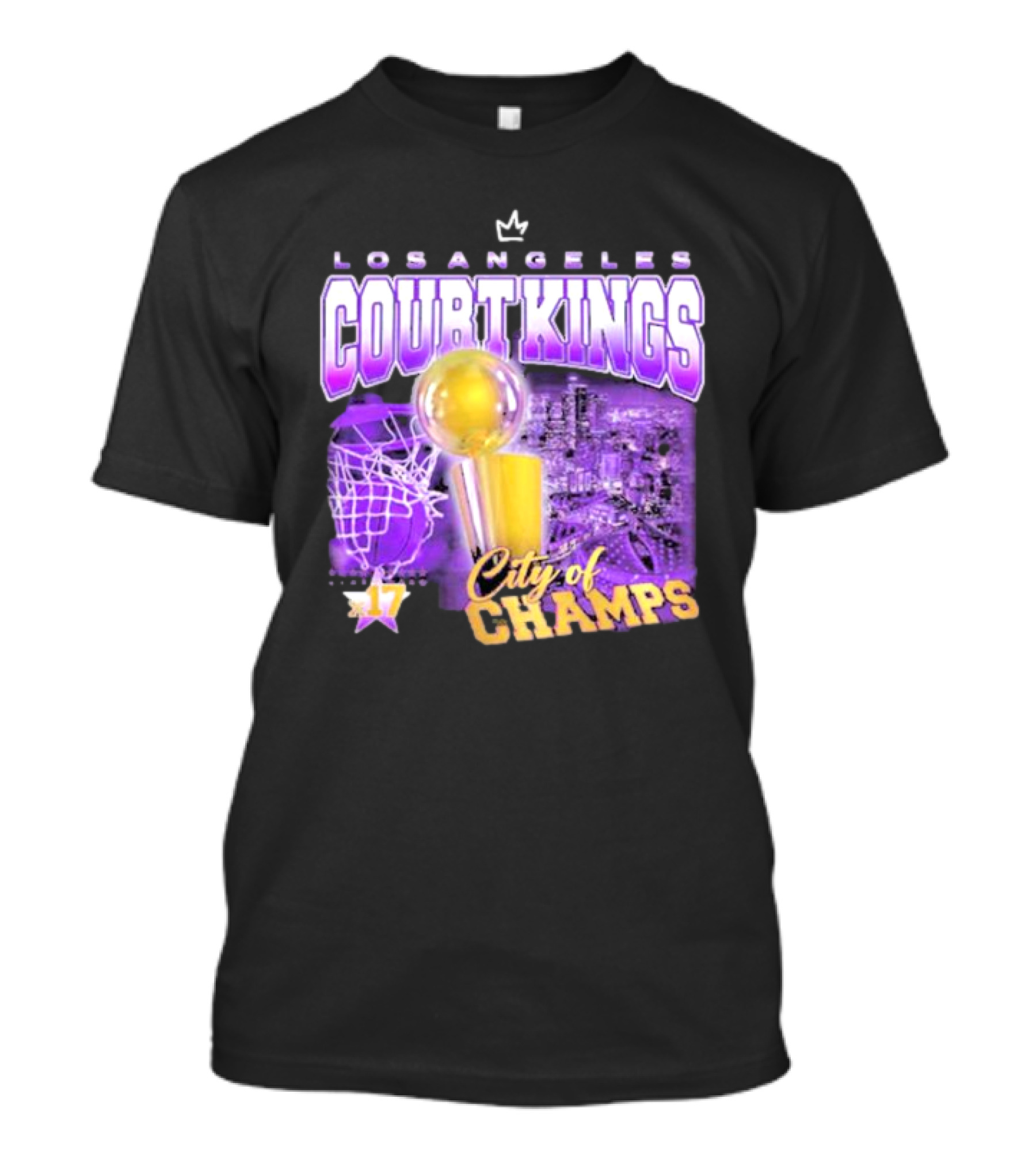 Los Angeles Court Kings City Of Champs 17 Golden Trophy T-Shirt