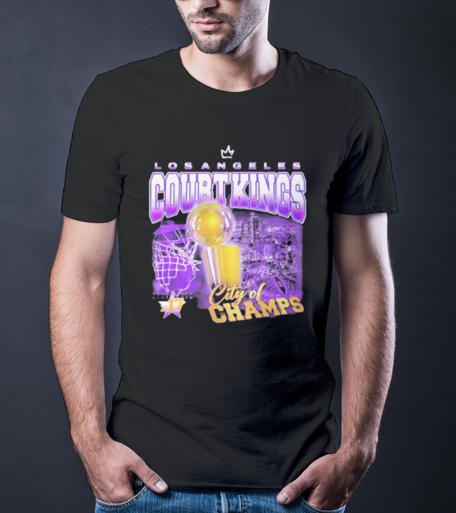 Los Angeles Court Kings City Of Champs 17 Golden Trophy T-Shirt
