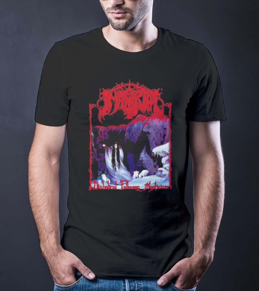 Immortal Diabolical Fullmoon Mysticism Red Logo Snowy Landscape Wraith And Wolves T-Shirt