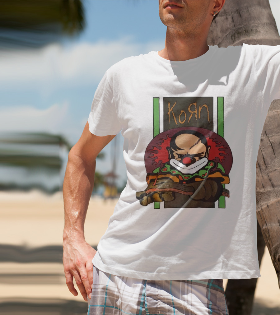Korn Clown Vintage Evil Clown With Red Nose And Stitched Head T-Shirt