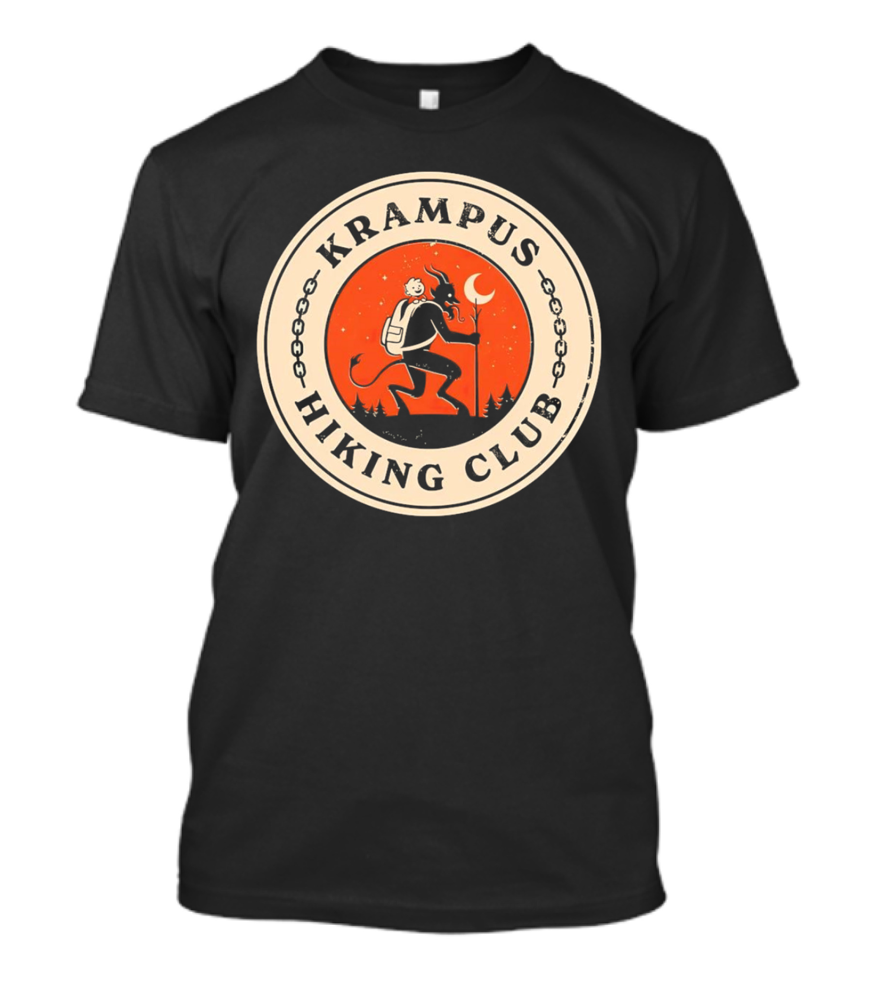 Krampus Hiking Club Moonlit Forest Adventure T-Shirt