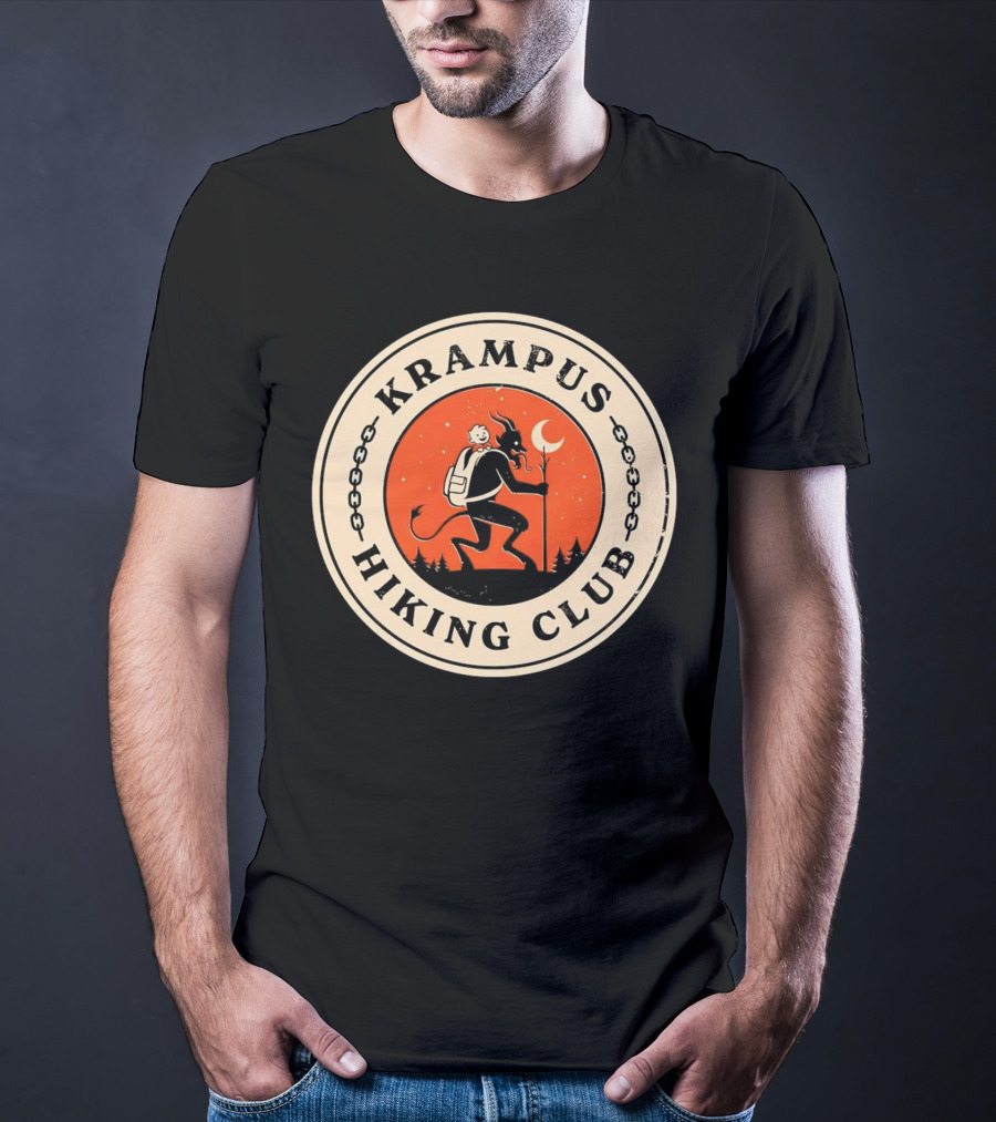 Krampus Hiking Club Moonlit Forest Adventure T-Shirt