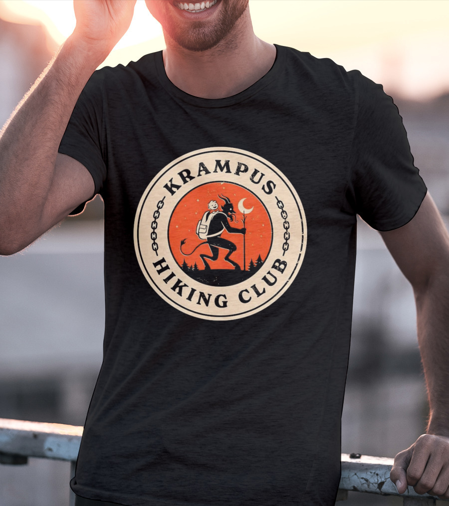 Krampus Hiking Club Moonlit Forest Adventure T-Shirt
