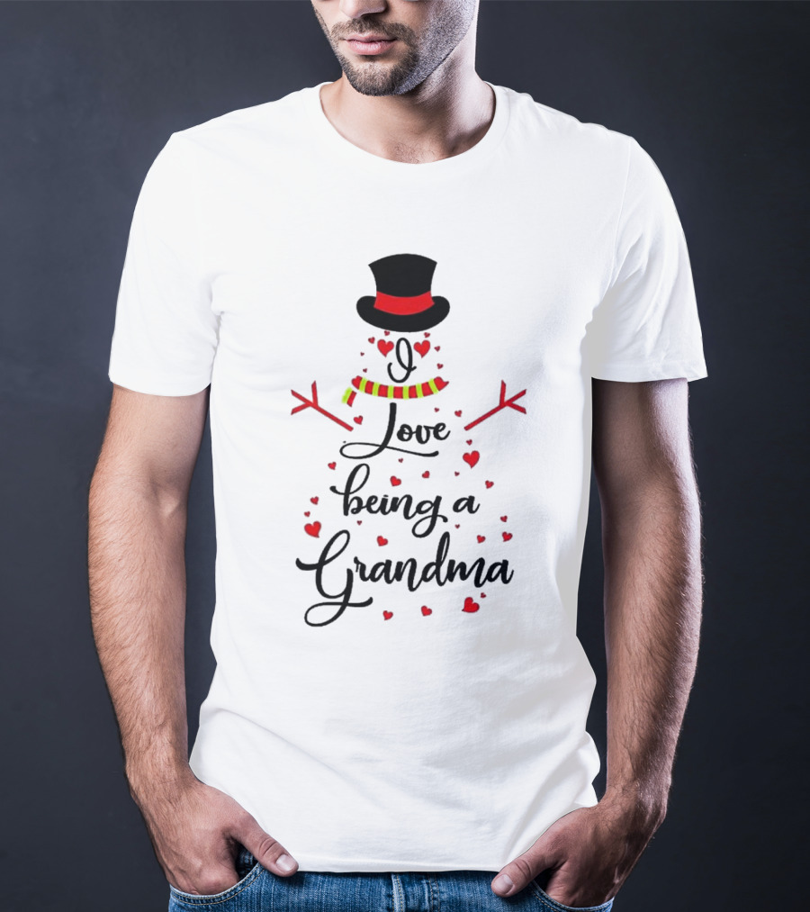 I Love Being A Grandma Snowman Hearts T-Shirt