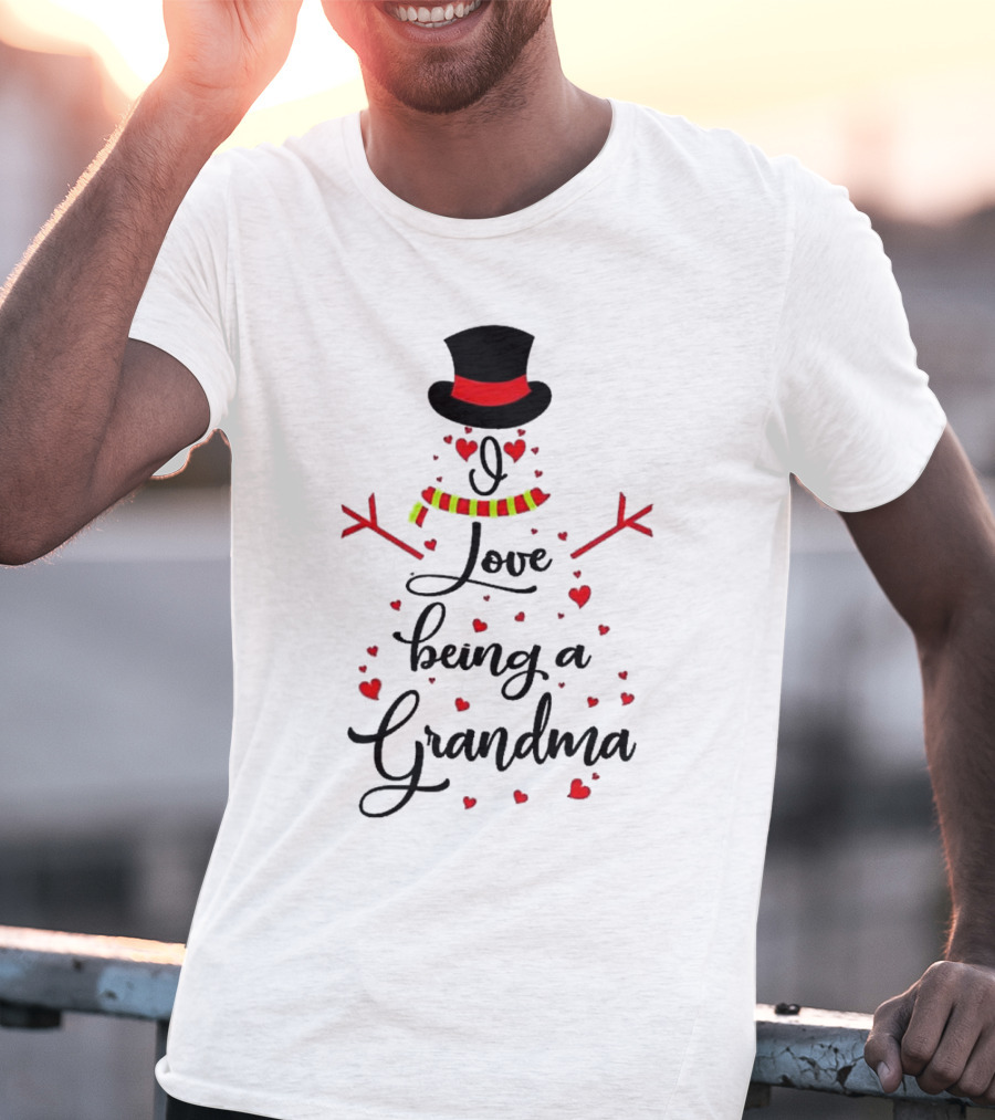 I Love Being A Grandma Snowman Hearts T-Shirt