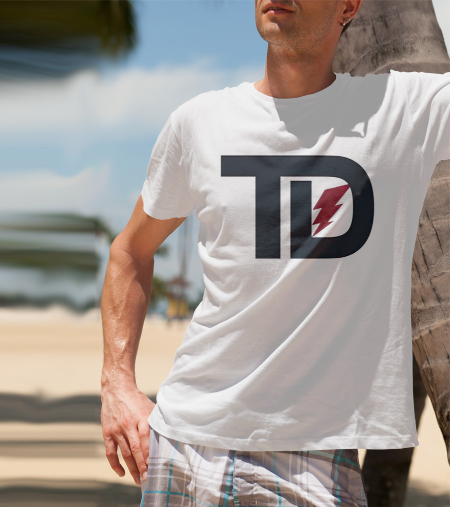 TD Logo With Red Lightning Bolt Tank Dell Houston Texans Football T-Shirt
