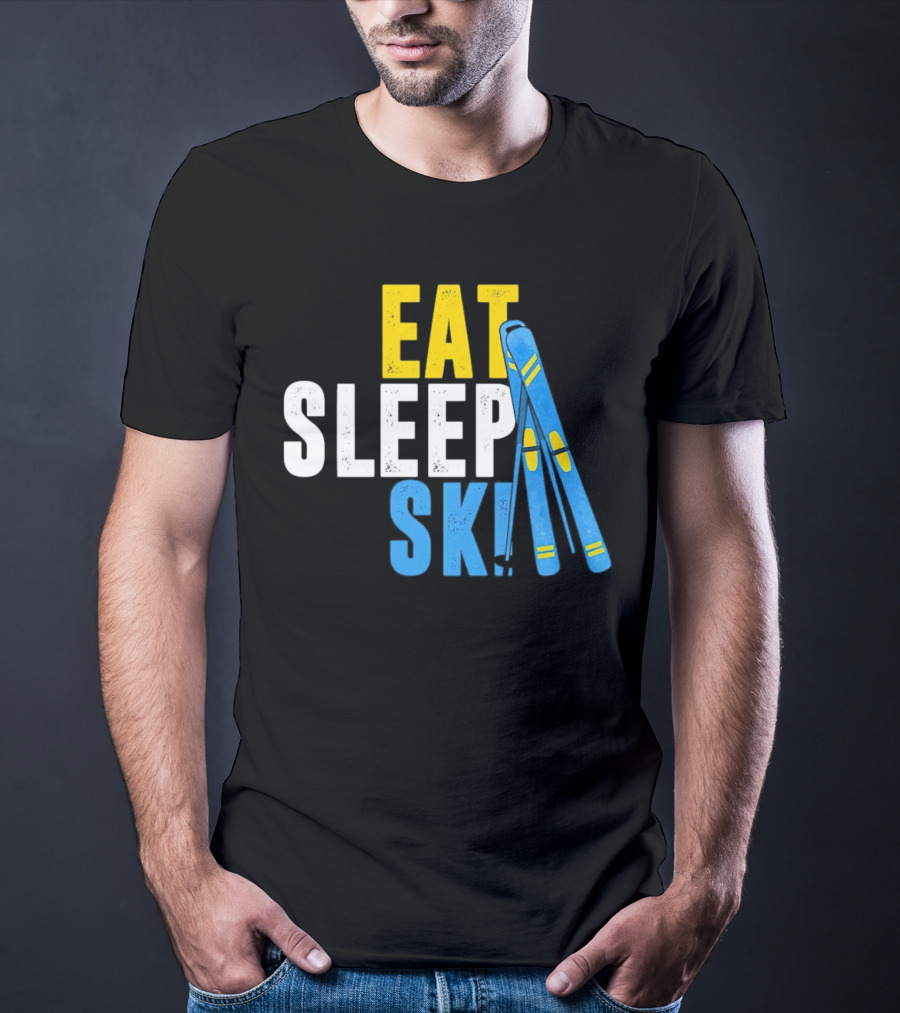 Eat Sleep Ski Skiing Ski Poles T-Shirt