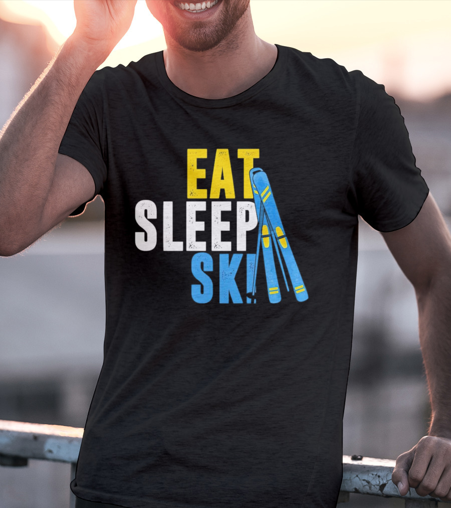 Eat Sleep Ski Skiing Ski Poles T-Shirt