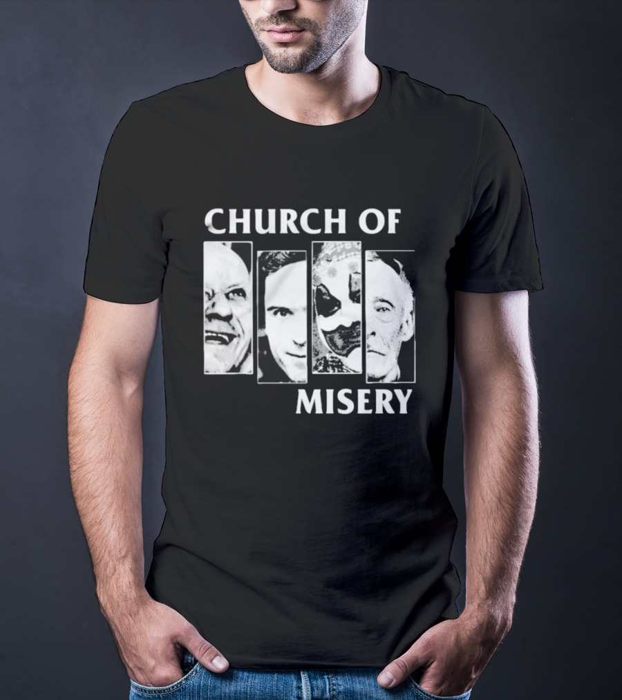 Church Of Misery Serial Killer Portraits Quad Collage T-Shirt