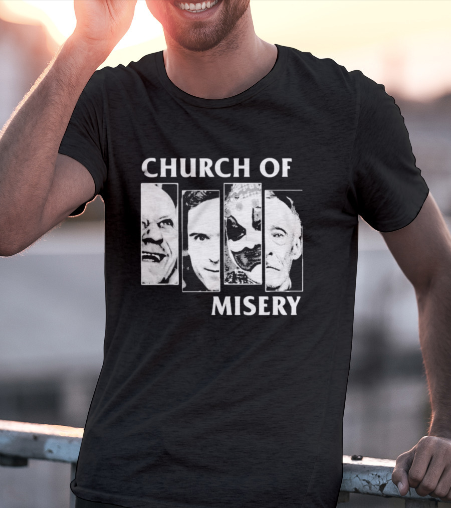 Church Of Misery Serial Killer Portraits Quad Collage T-Shirt
