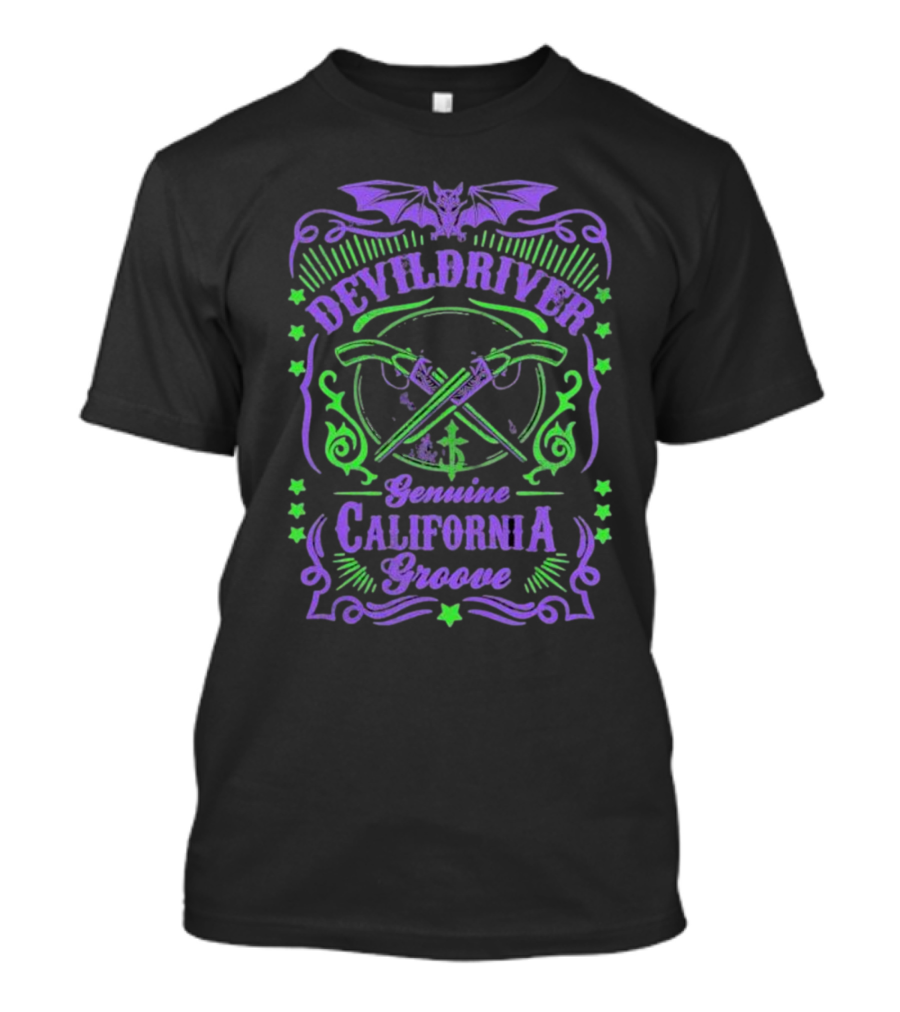 Devildriver Genuine California Groove Bat And Crossed Revolvers T-Shirt