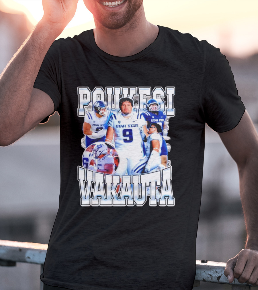 Poukesi Vakauta Utah State Aggies Football Player Number 9 T-Shirt