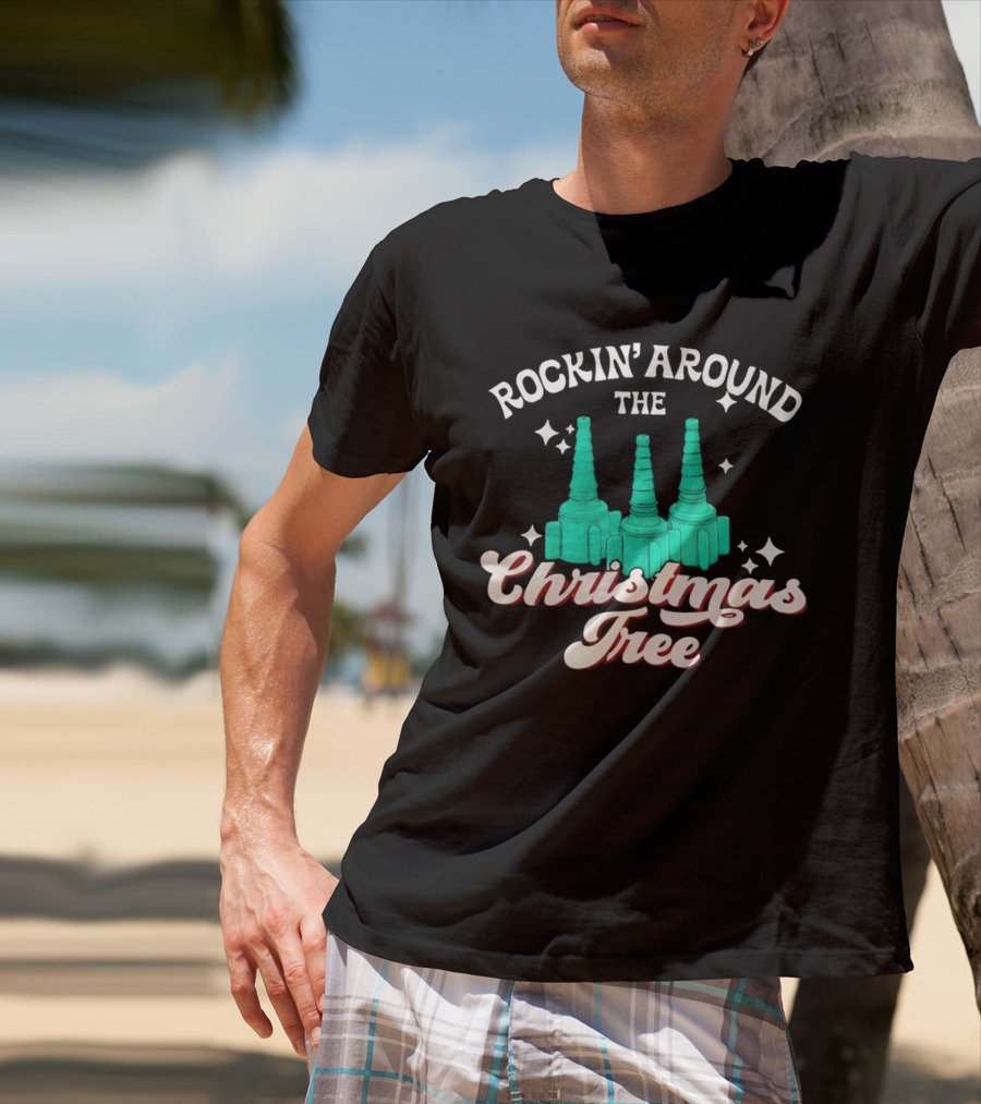 Rockin’ Around The Christmas Tree With Stylized Turquoise Towers T-Shirt