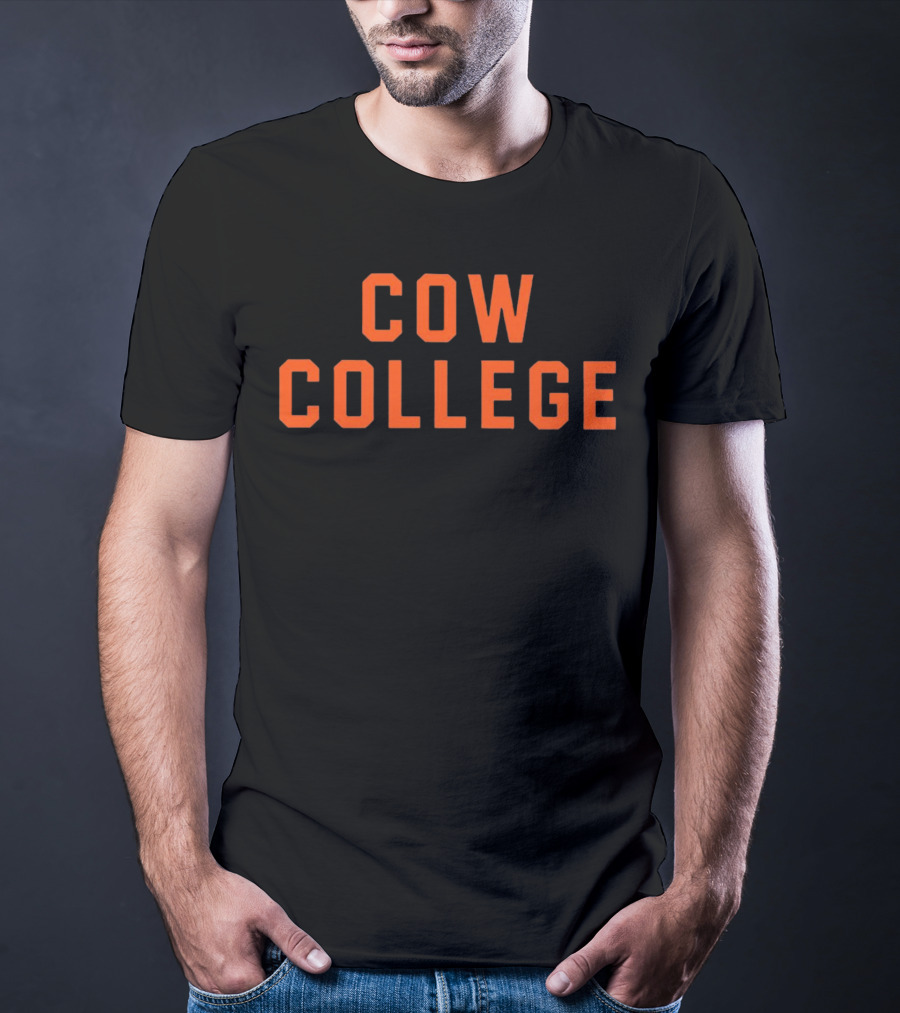 Cow College Bold Orange Text T-Shirt
