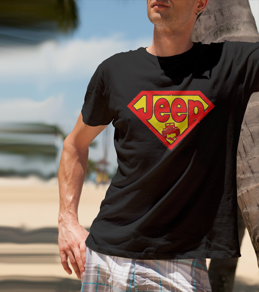 Jeep Super Red Yellow Emblem Superman Style 4x4 Off-Road T-Shirt