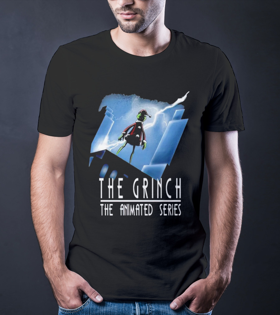 The Grinch Striking Pose Under Lightning In The Animated Series T-Shirt