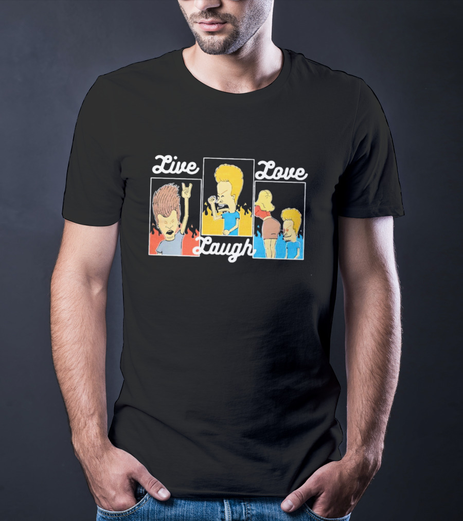 Live Laugh Love Beavis And Butt-Head Rock Band Comedy T-Shirt