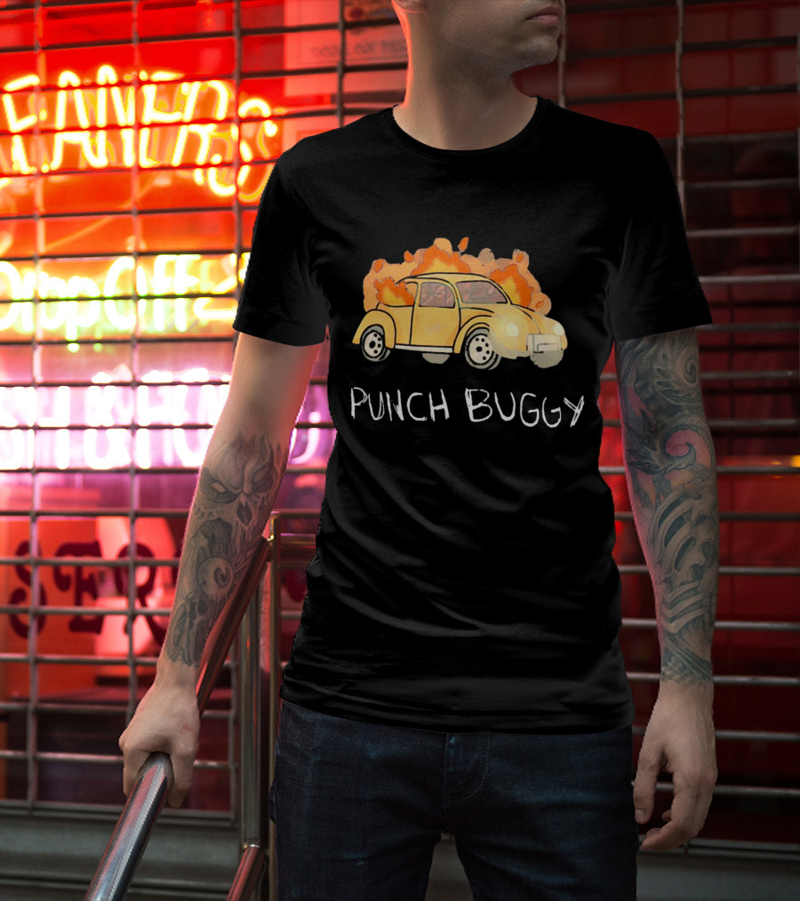 Punch Buggy Car On Fire Iconic Flames Image T-Shirt