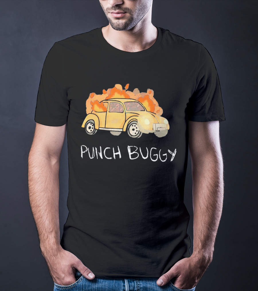 Punch Buggy Car On Fire Iconic Flames Image T-Shirt