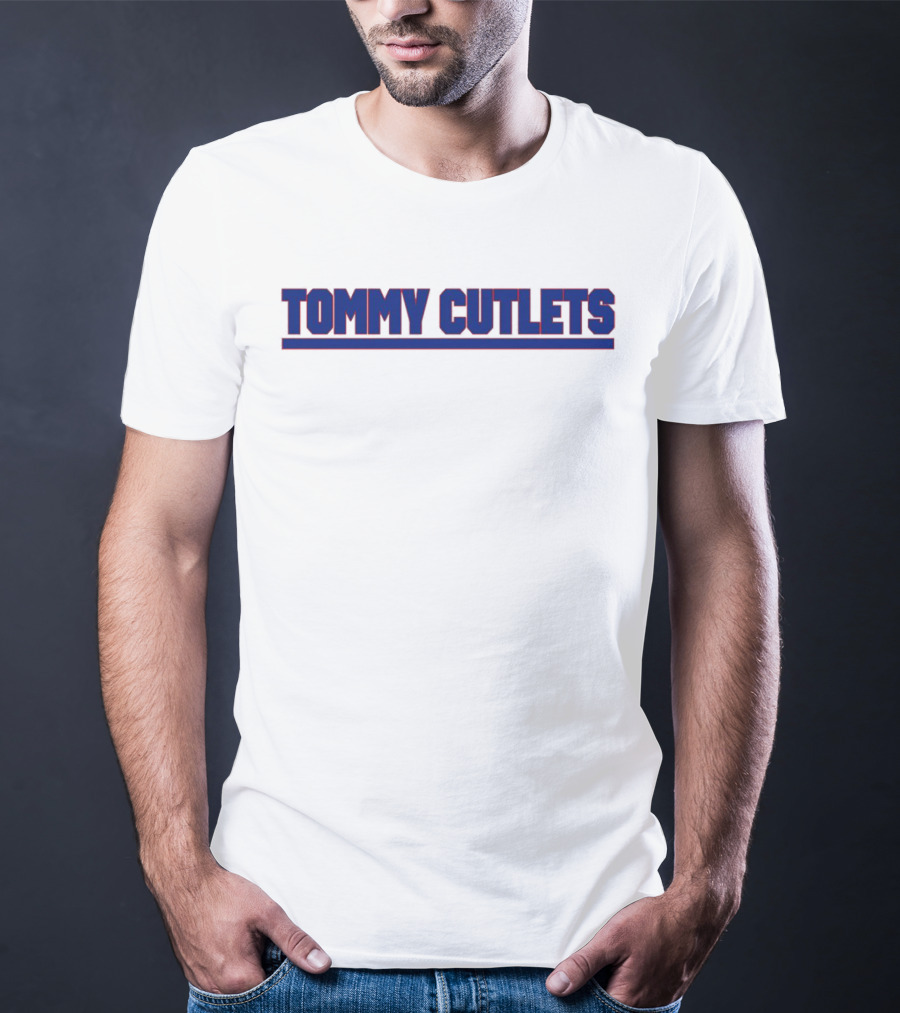Tommy Cutlets New York Style Font Bold Blue T-Shirt