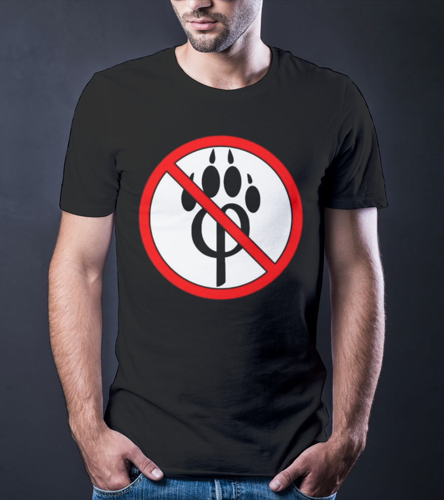 Anti Furry Paw Symbol With Red Prohibition Circle T-Shirt