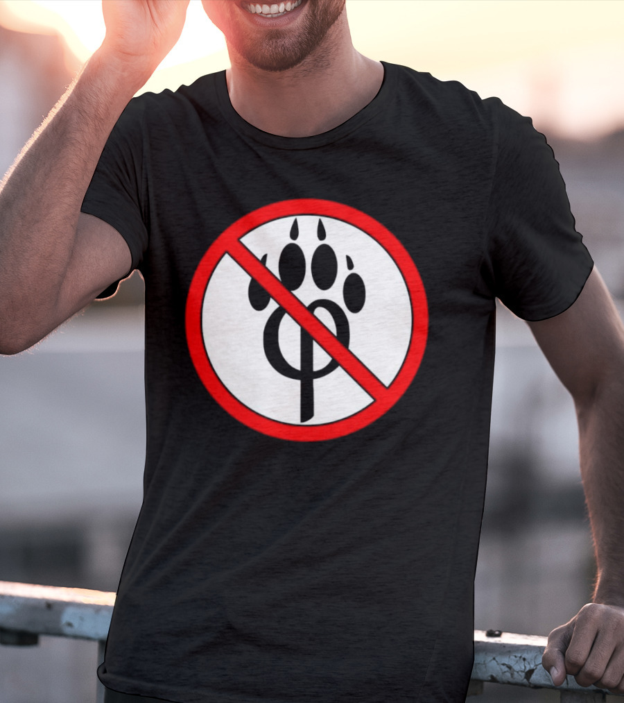 Anti Furry Paw Symbol With Red Prohibition Circle T-Shirt