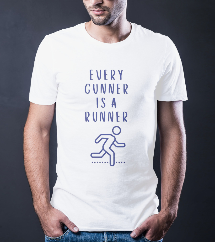 Every Gunner Is A Runner Blue Running Stick Figure T-Shirt