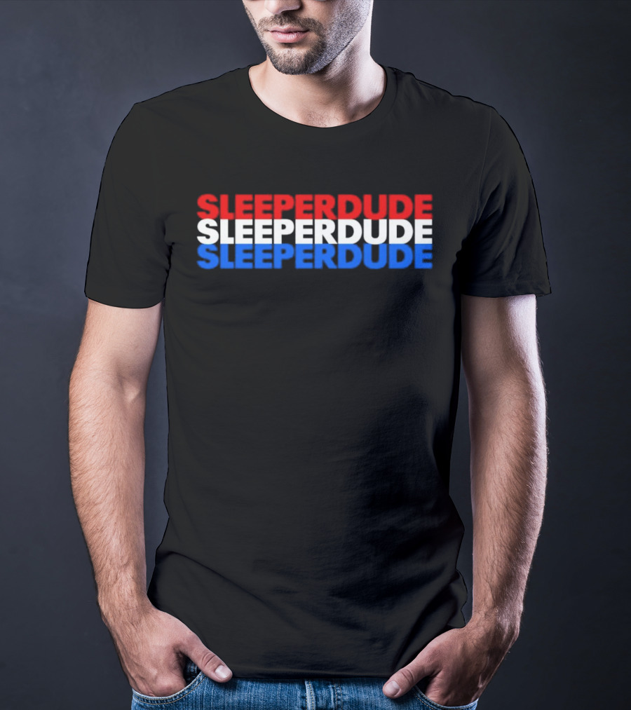 SLEEPERDUDE Red White Blue Stacked Text T-Shirt