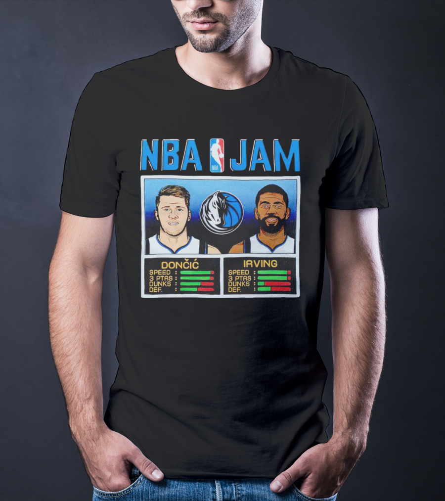 NBA Jam Mavericks Luka Dončić Kyrie Irving Stats T-Shirt