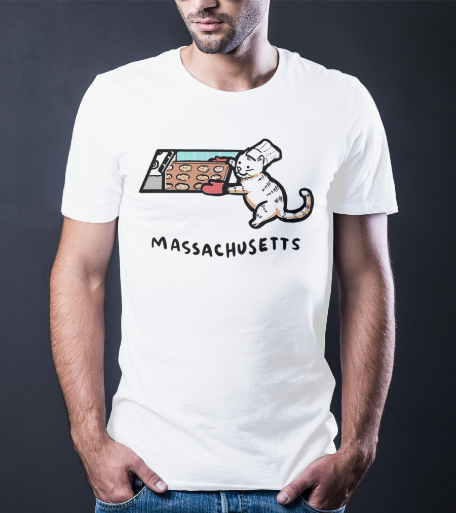 Massachusetts Baking Cat Meowsachusetts Cookies T-Shirt