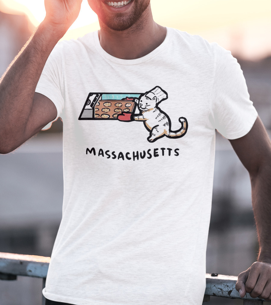 Massachusetts Baking Cat Meowsachusetts Cookies T-Shirt