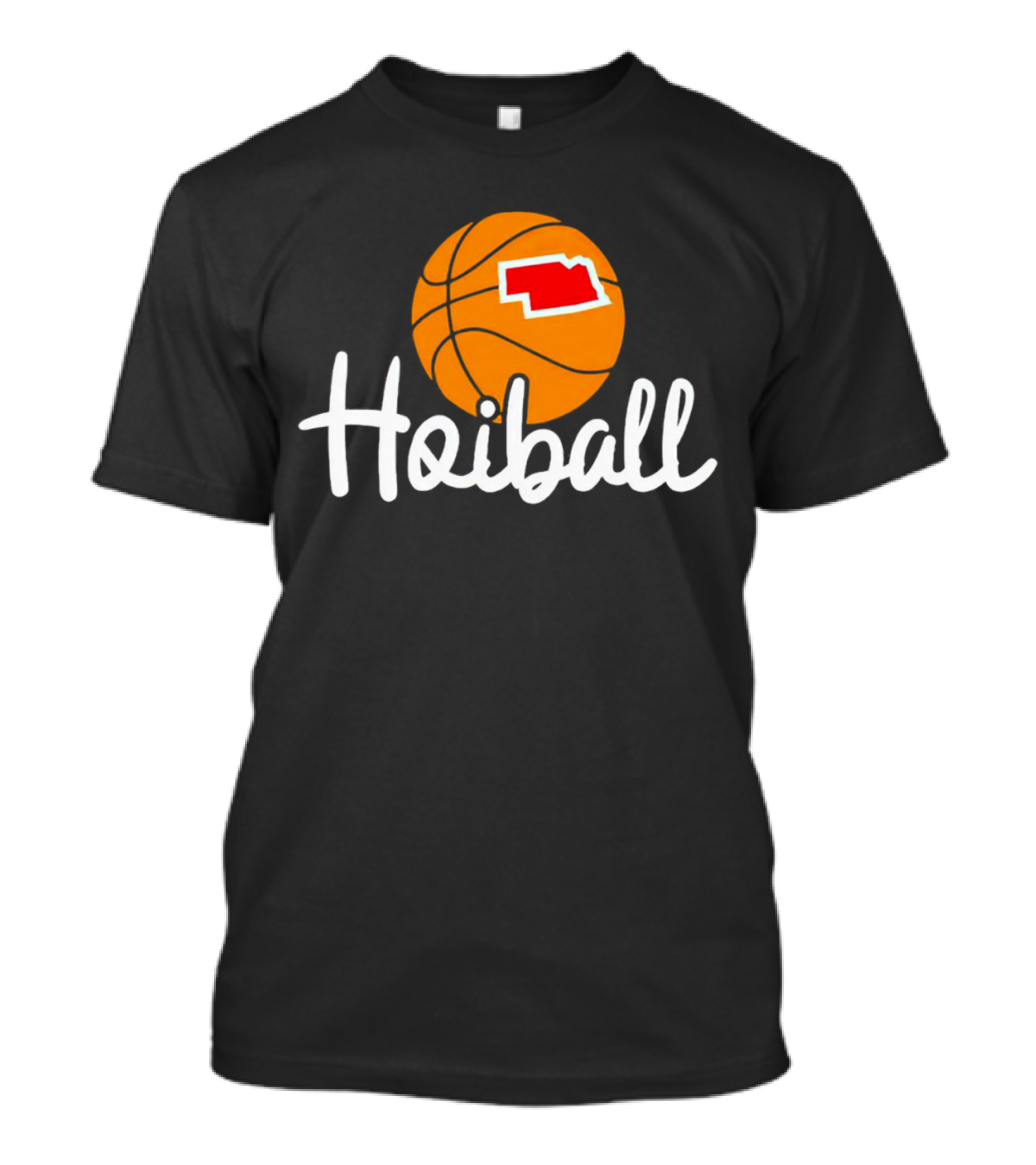 Nebraska Hoiball Basketball Icon With State Outline T-Shirt