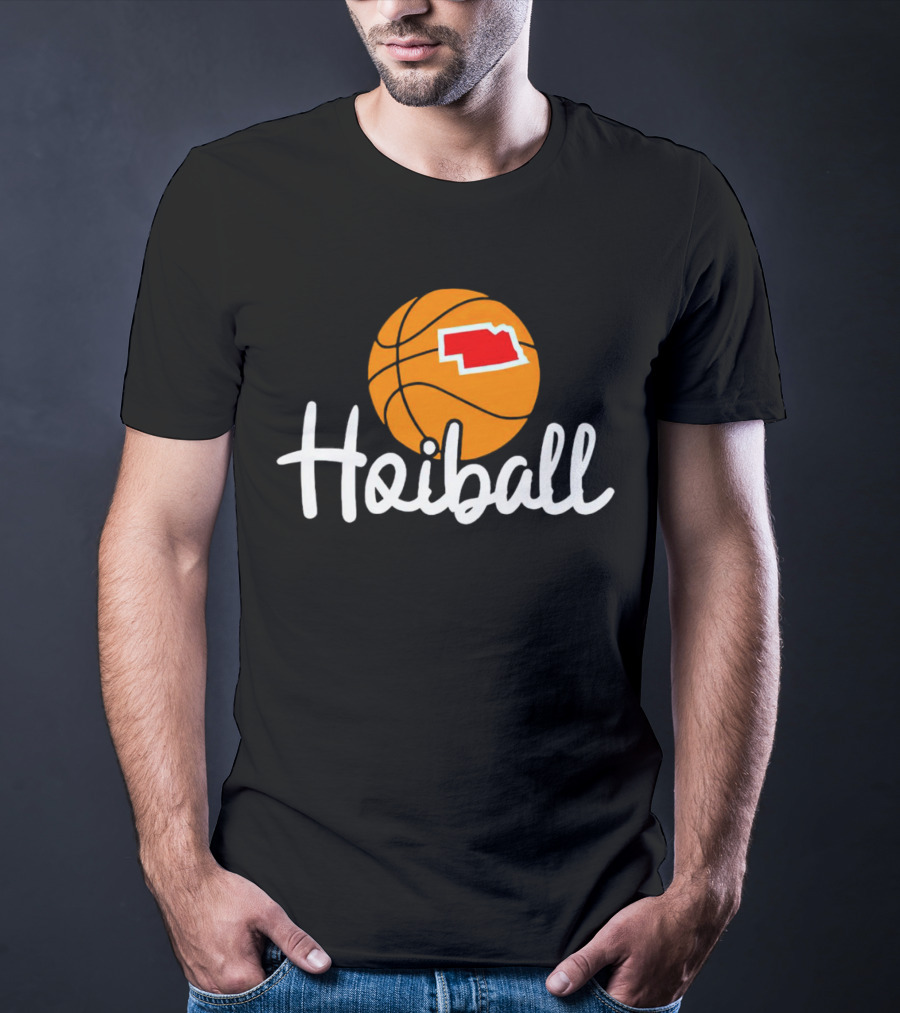 Nebraska Hoiball Basketball Icon With State Outline T-Shirt