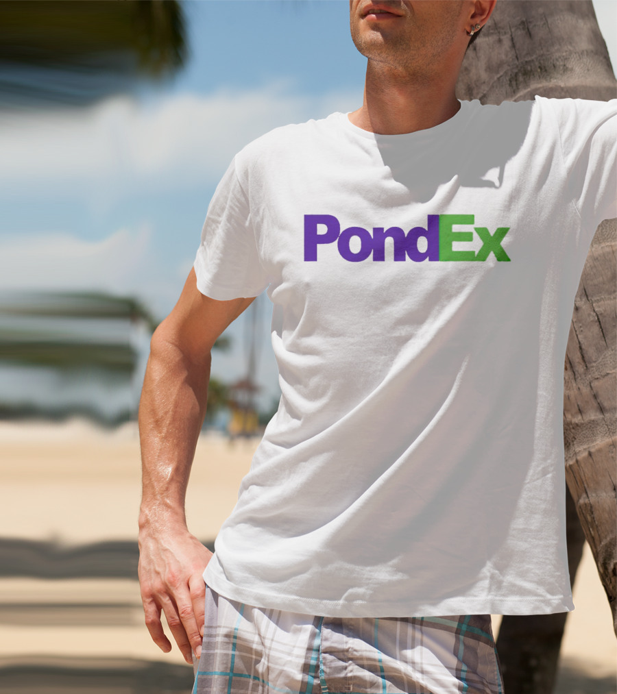 PondEx Bold Purple Green Text T-Shirt