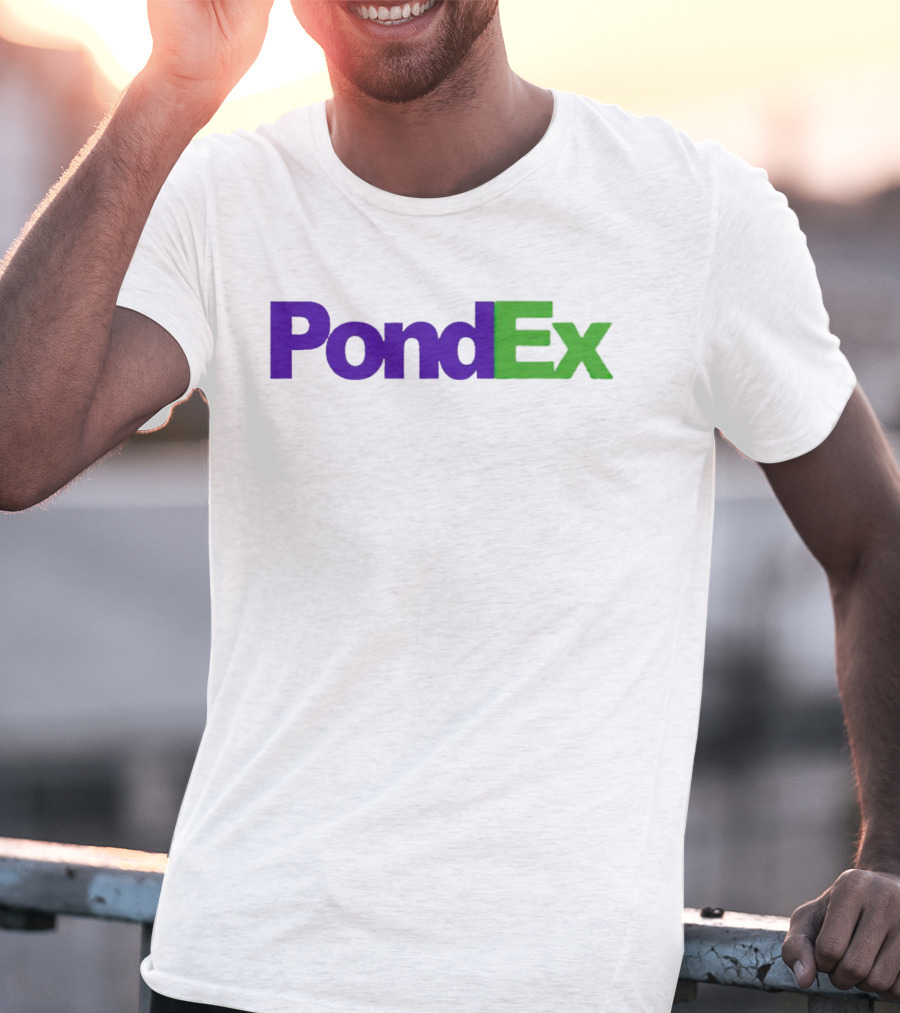 PondEx Bold Purple Green Text T-Shirt