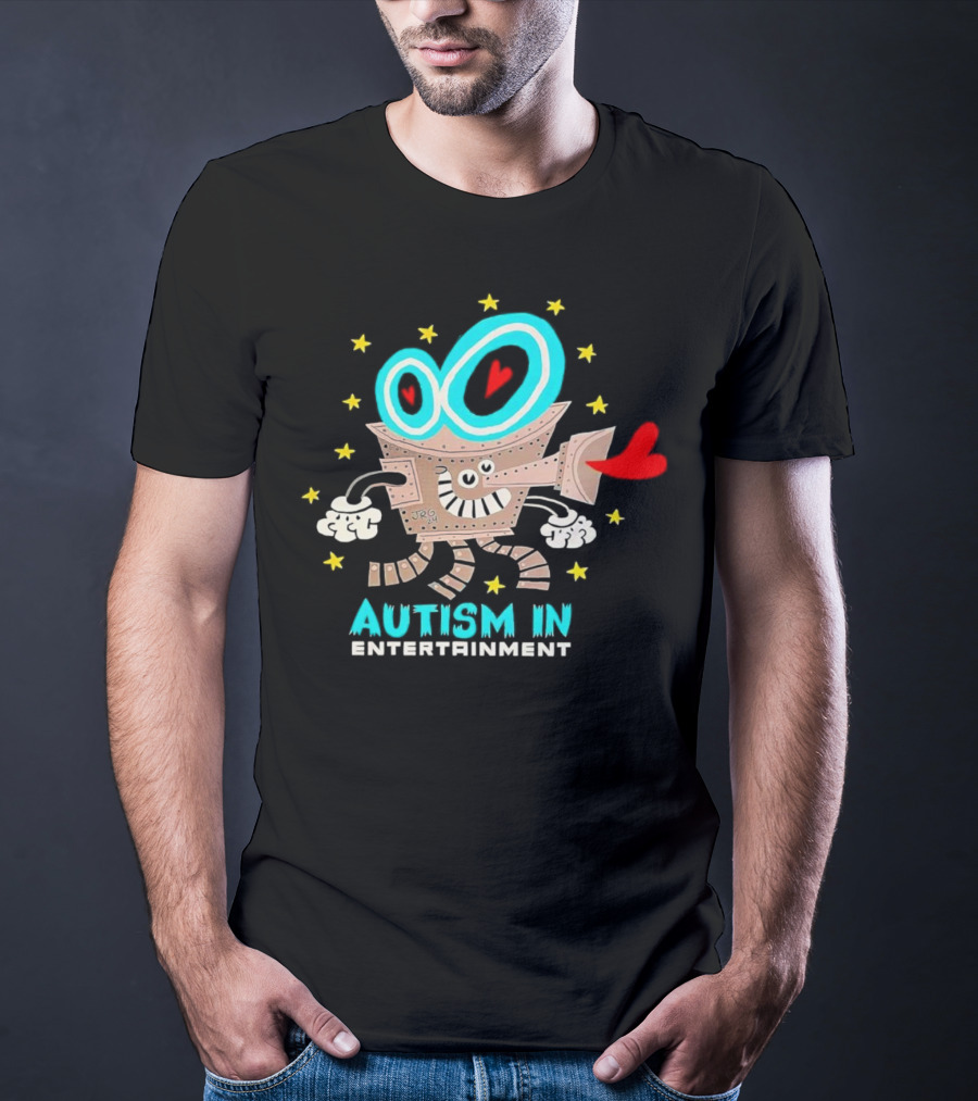 Autism In Entertainment Starry-Eyed Robot With Heart Projector T-Shirt