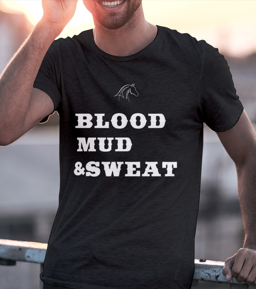 Blood Mud And Sweat Thoroughbred Horse Head T-Shirt