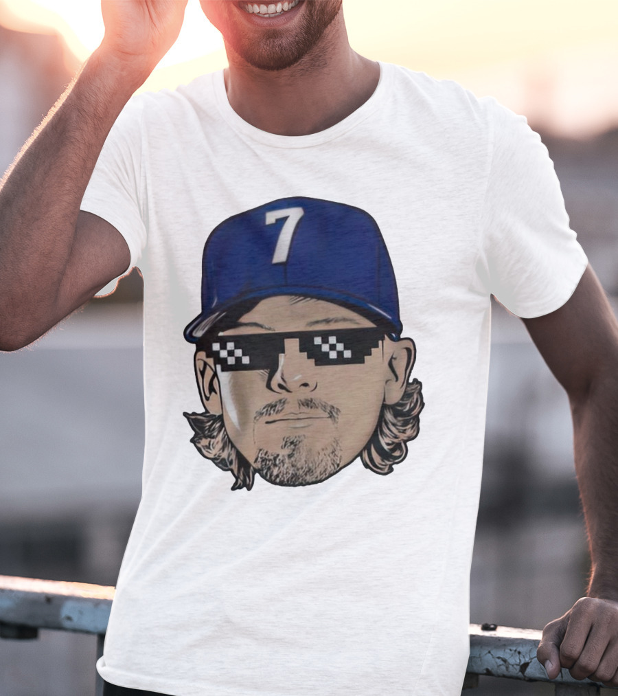 Bobby Witt Jr. Deal With It Kansas City Royals Pixelated Glasses Cap Number 7 T-Shirt