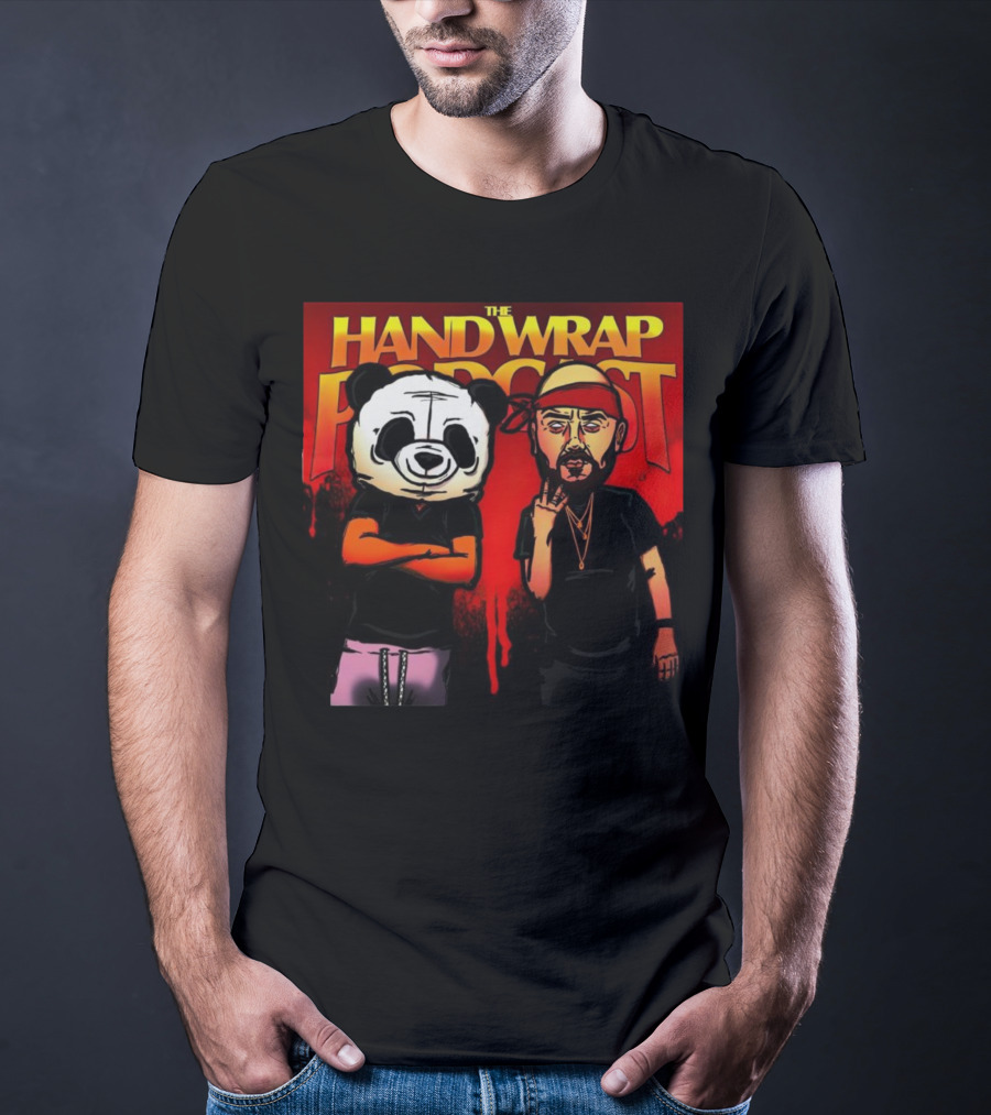 The Hand Wrap Podcast Panda Mask And Bandana Characters T-Shirt