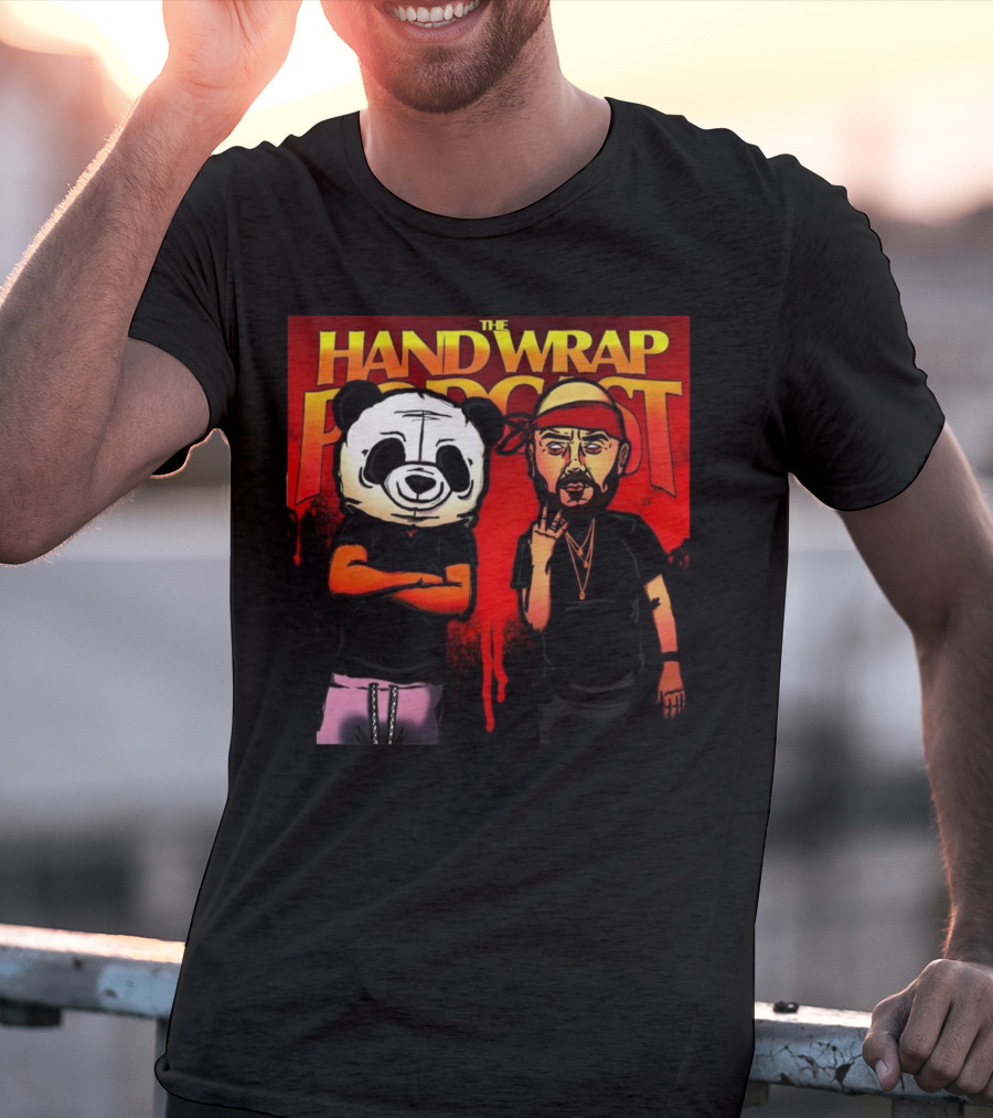 The Hand Wrap Podcast Panda Mask And Bandana Characters T-Shirt
