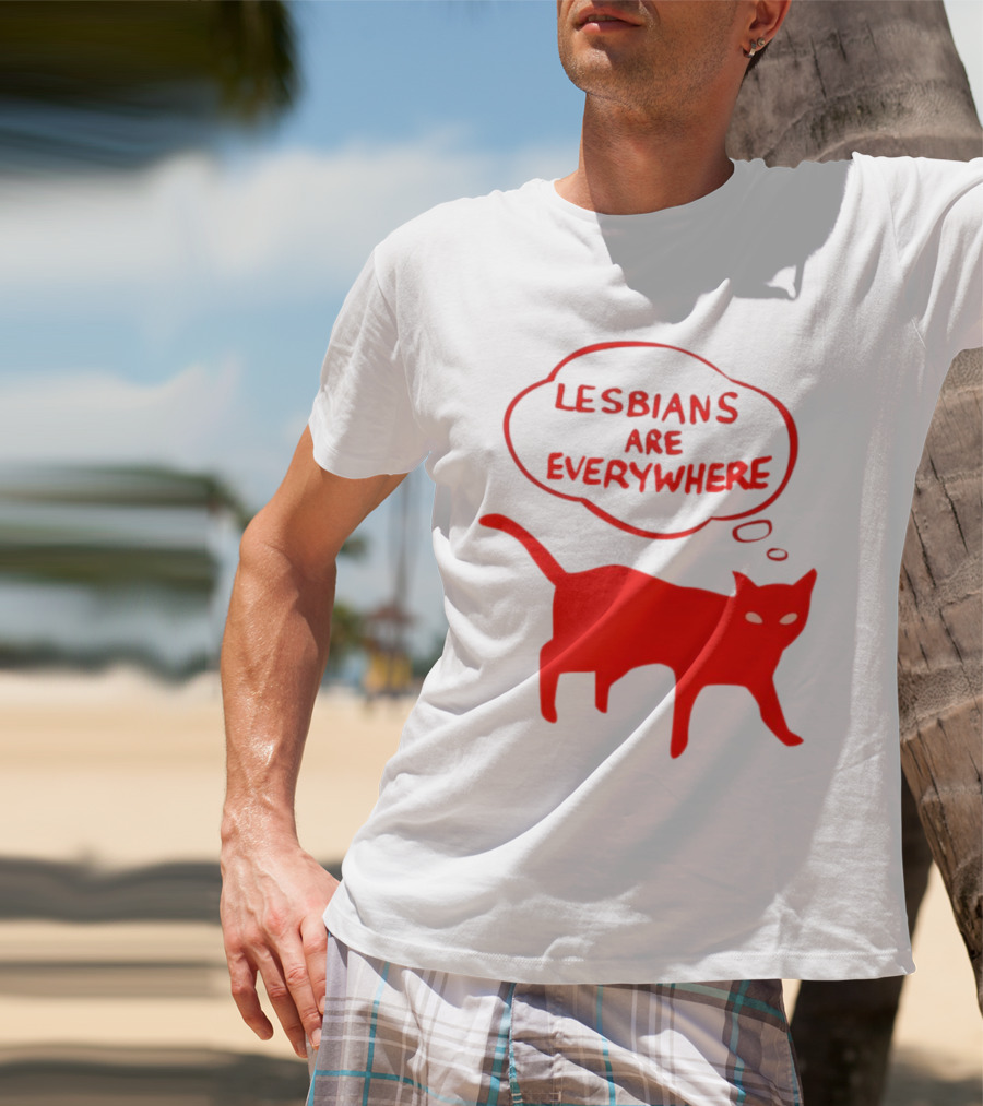 Lesbians Are Everywhere Red Cat T-Shirt