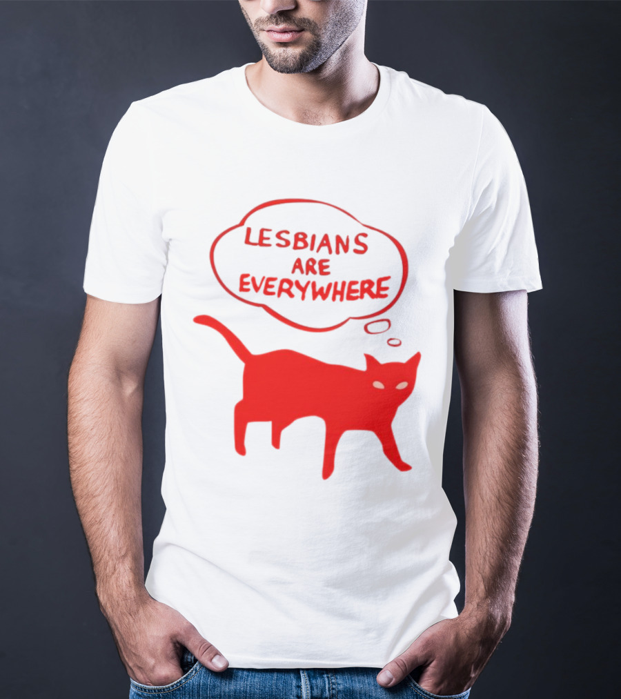 Lesbians Are Everywhere Red Cat T-Shirt