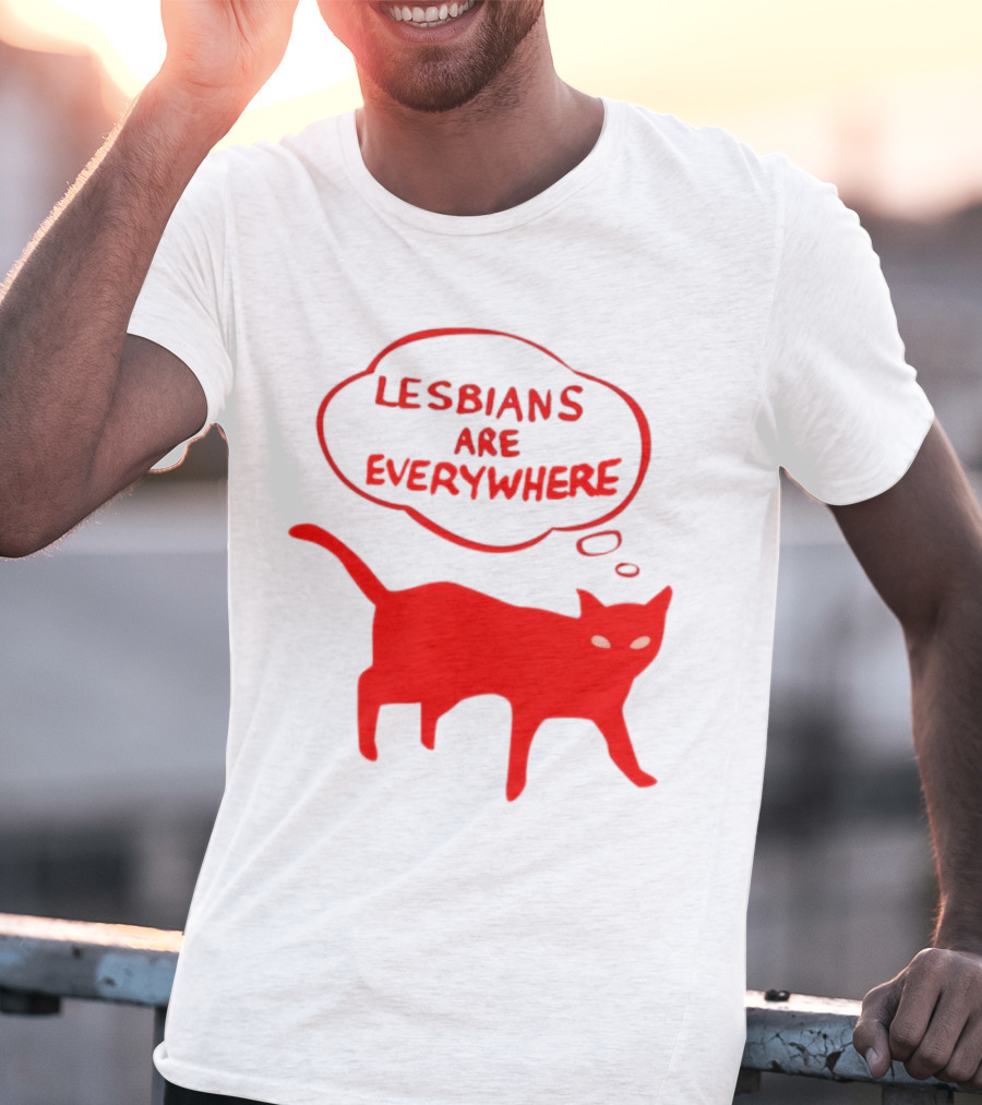 Lesbians Are Everywhere Red Cat T-Shirt