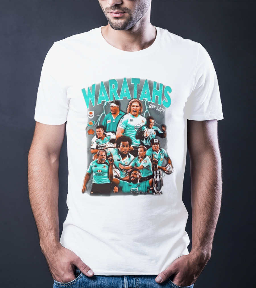 Waratahs Est 1874 Rugby Legends Portrait Featuring HSBC Team Players T-Shirt