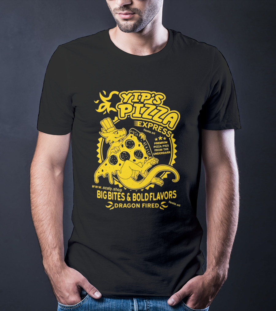 Yip's Pizza Express Dragon Fired Big Bites And Bold Flavors Premium Pizza Pies From The Underdark T-Shirt
