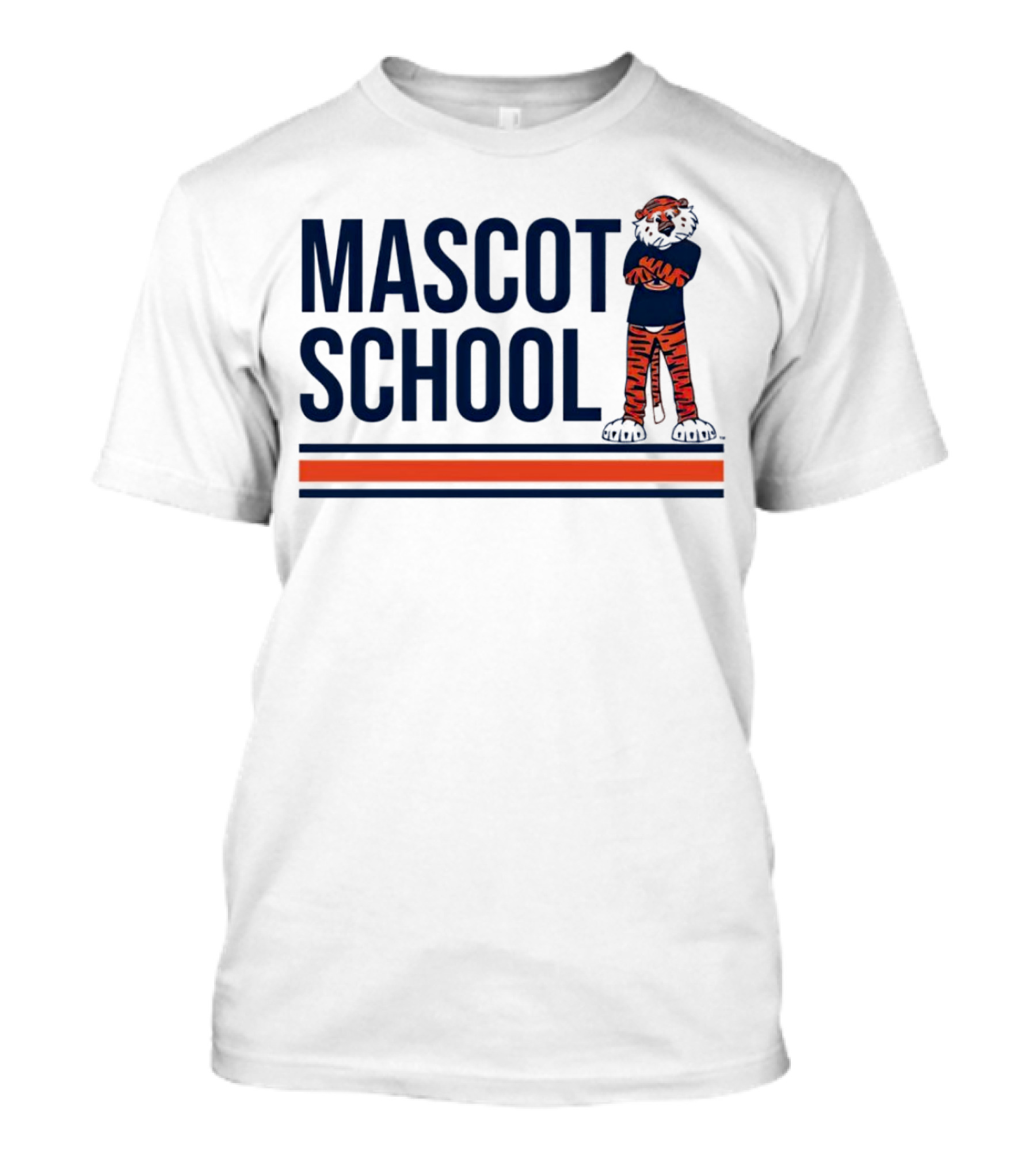 Auburn Tigers Mascot School Tiger Stripes Navy And Orange T-Shirt