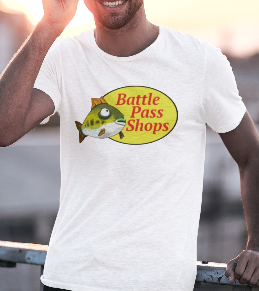 Battle Pass Shops Fish Logo Retro Inspired T-Shirt