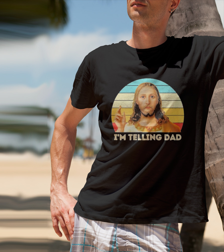 Christian Jesus I'm Telling Dad Retro T-Shirt