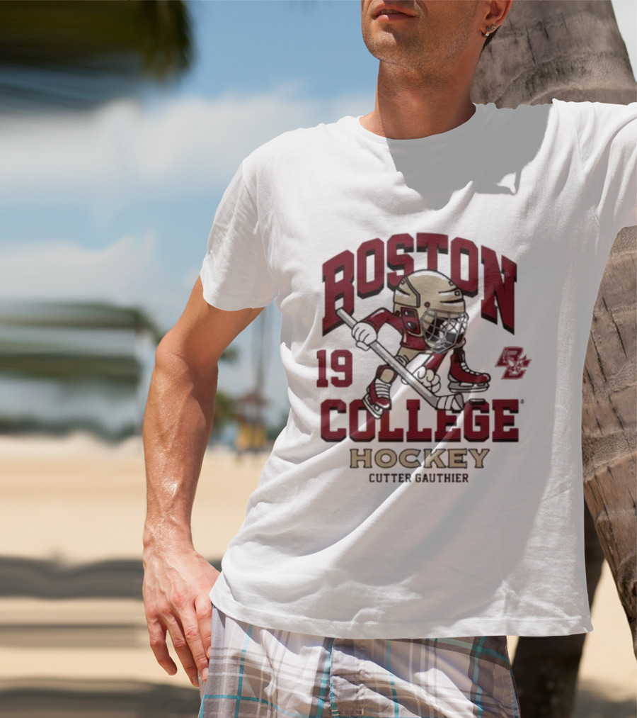 Boston College Eagles Hockey 19 Cutter Gauthier T-Shirt